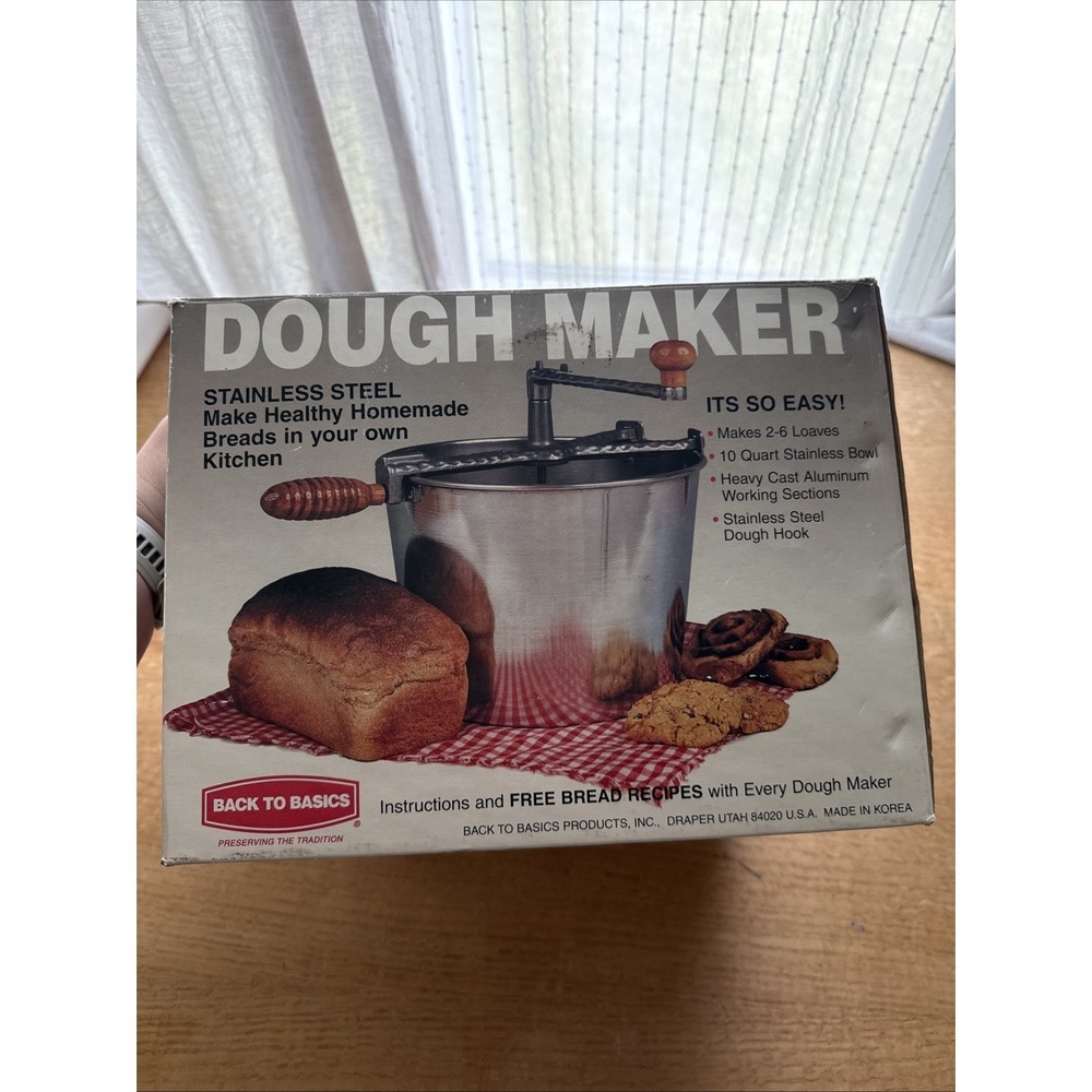 Vintage Back To Basics Metal Hand Crank 10 Qt Bread Mixer / Manual -New Open Box